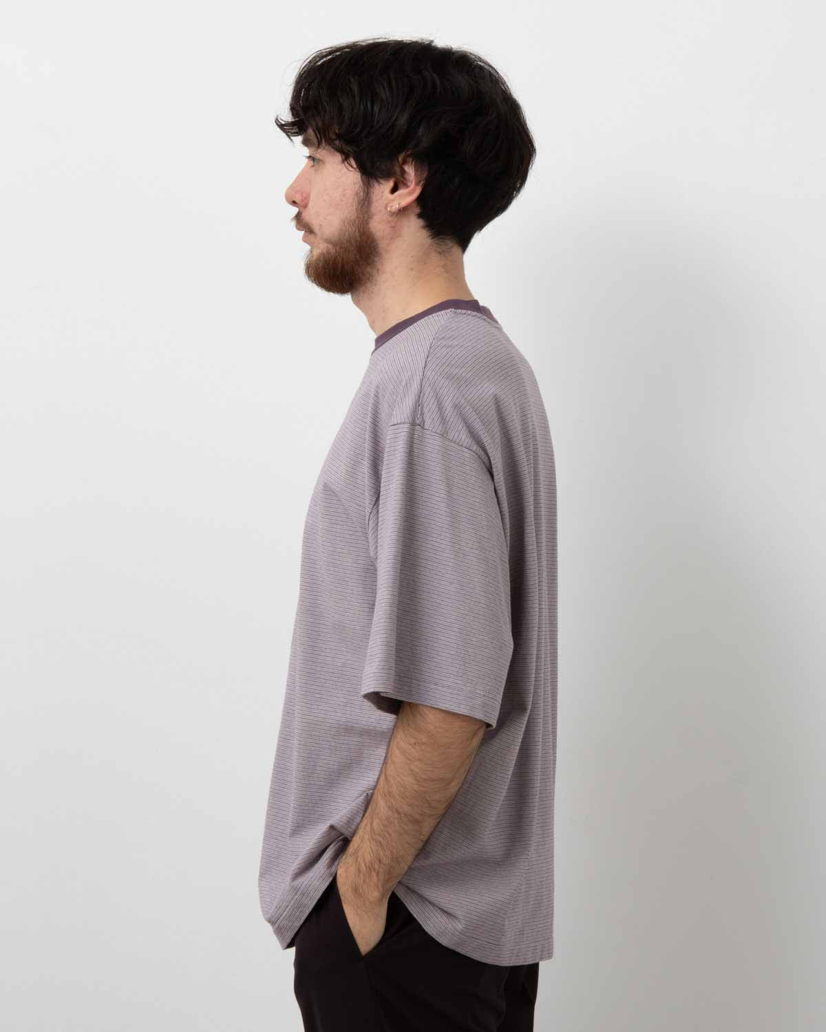 HARD TWISTED STRIPE JERSEY HALF-SLEEVE TEE