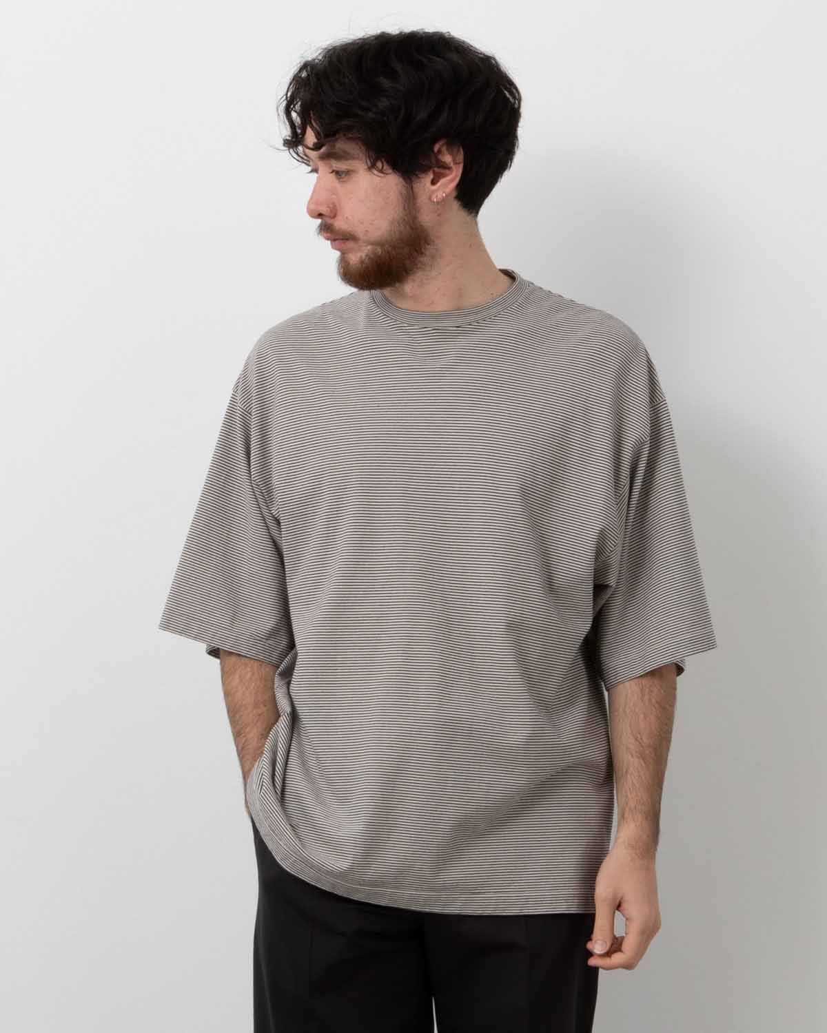 HARD TWISTED STRIPE JERSEY HALF-SLEEVE TEE