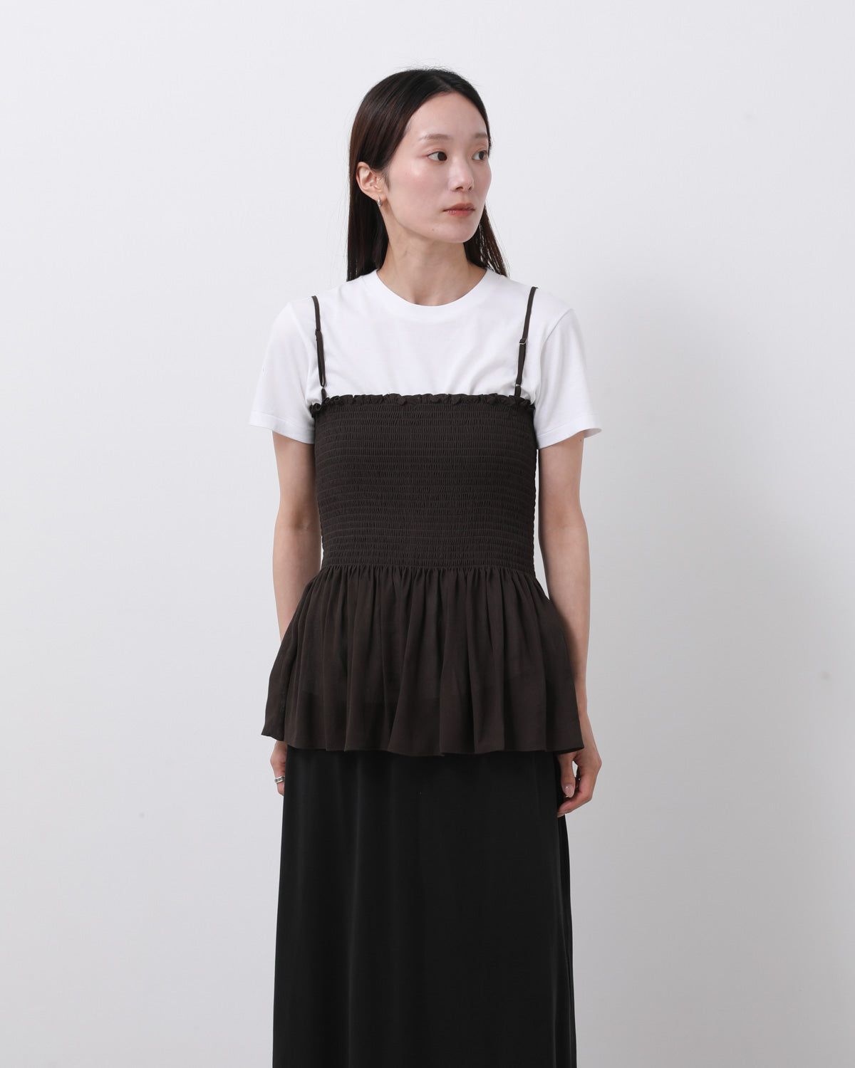 DRAPED SHIRRED SLEEVELESS