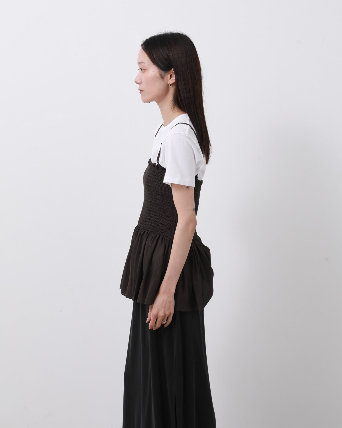 DRAPED SHIRRED SLEEVELESS