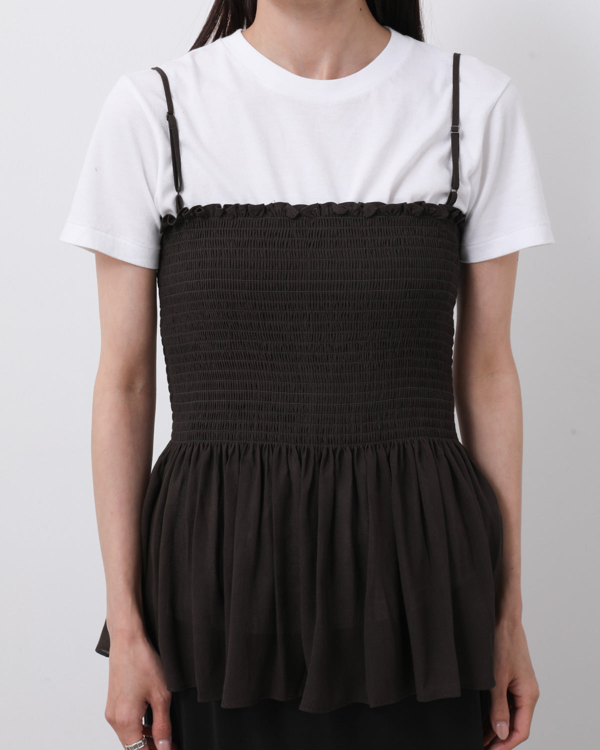 DRAPED SHIRRED SLEEVELESS