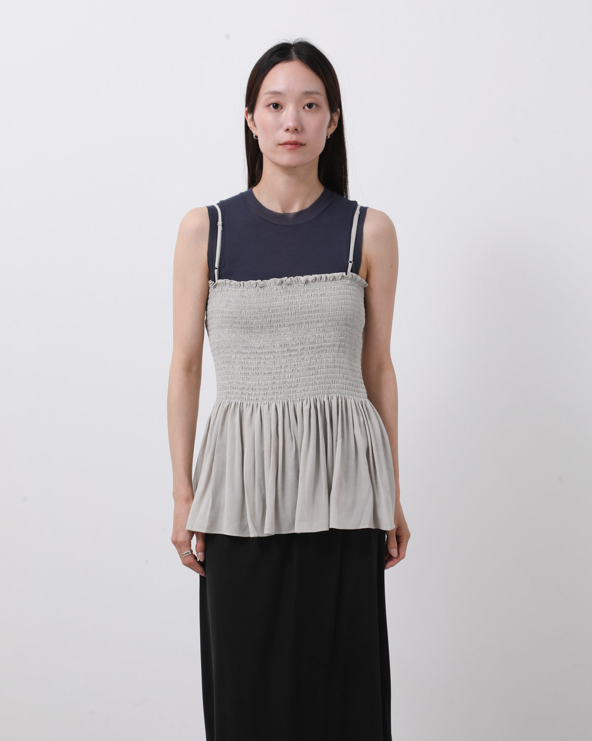 DRAPED SHIRRED SLEEVELESS