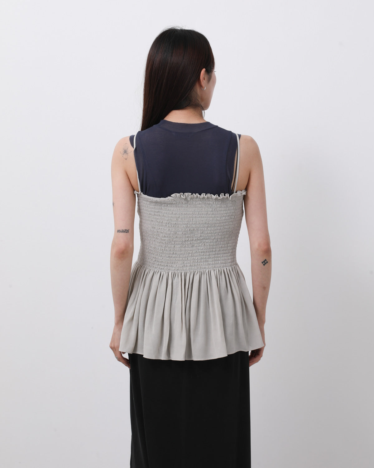 DRAPED SHIRRED SLEEVELESS