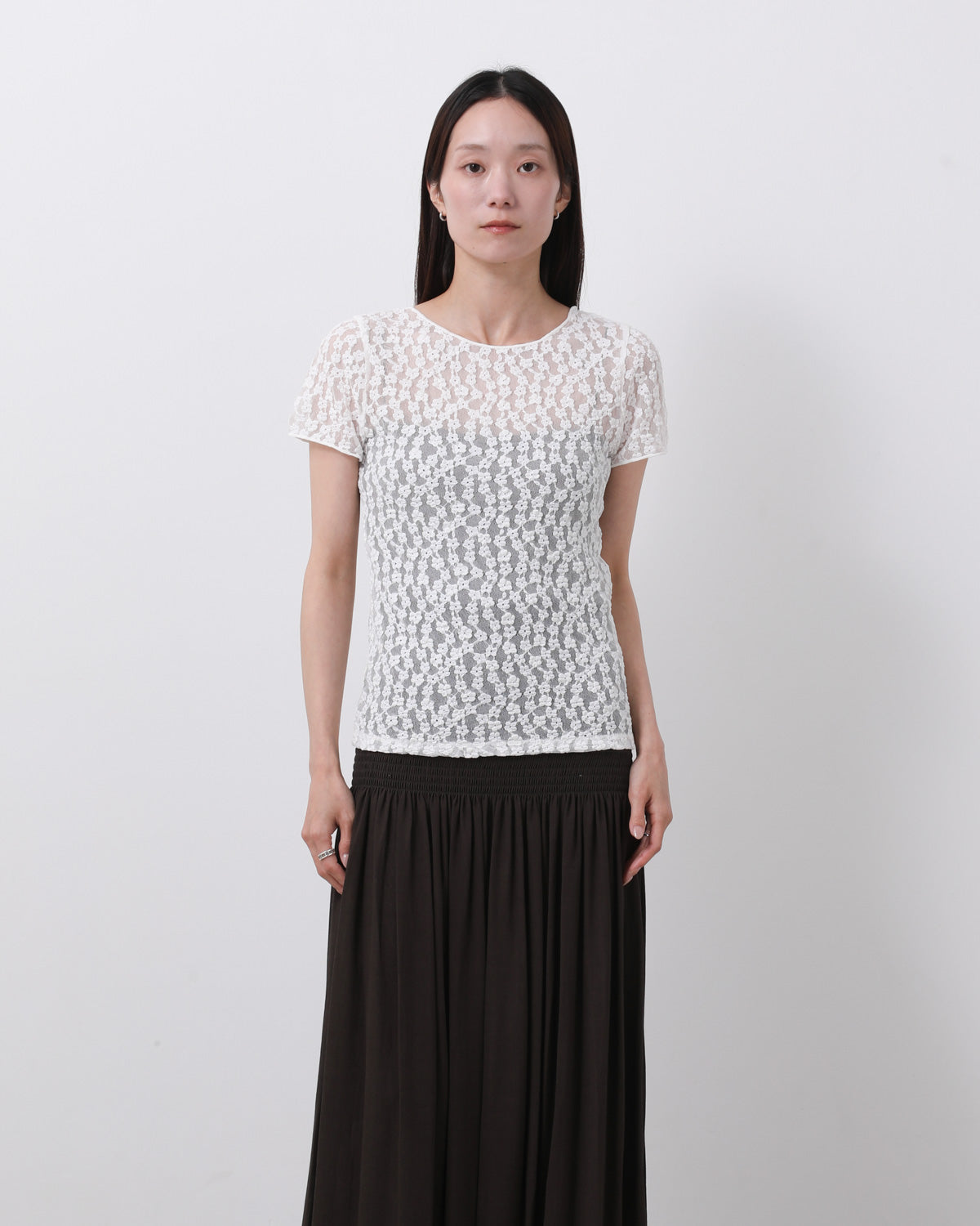 FITTED LACE JERSEY TOP