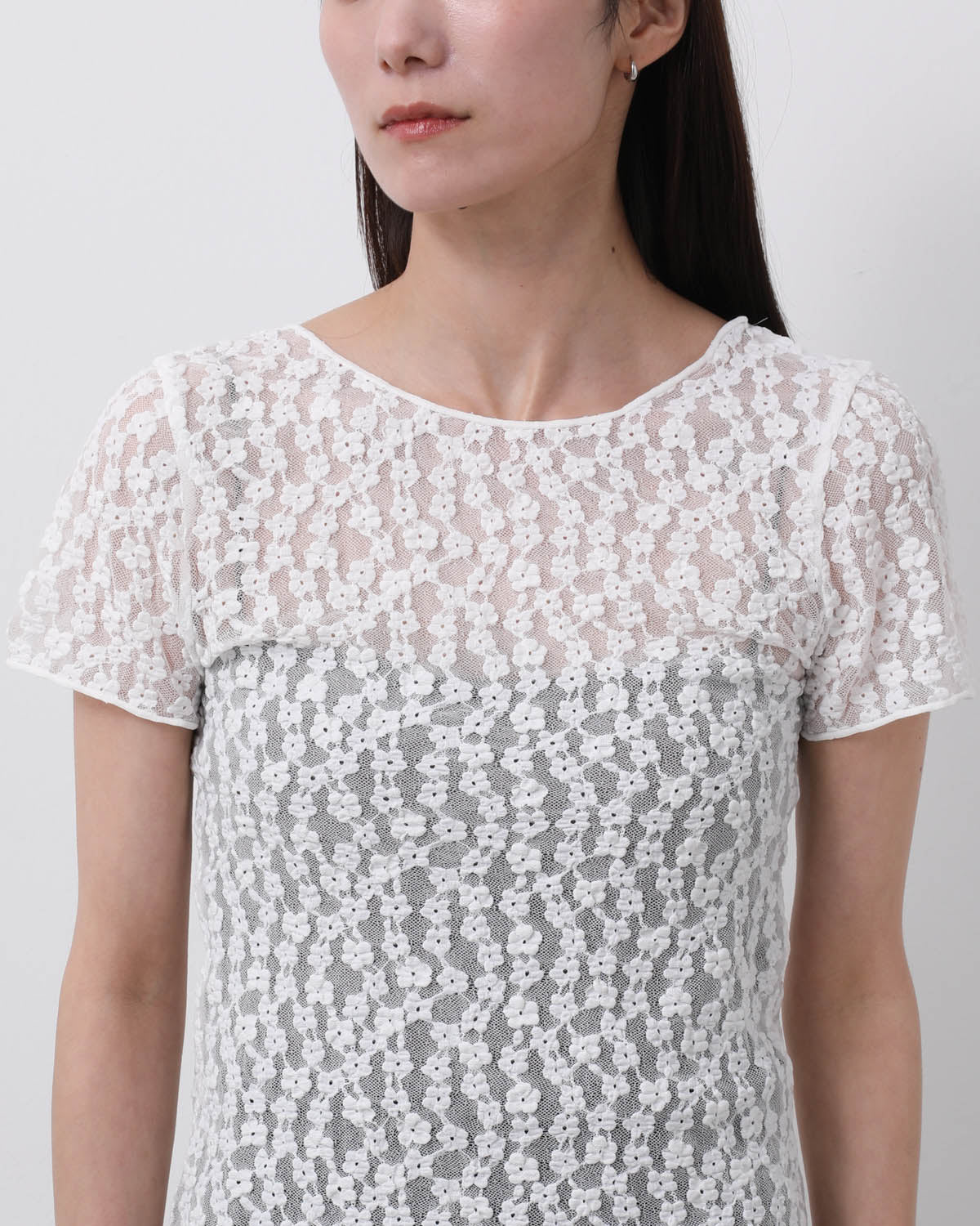 FITTED LACE JERSEY TOP