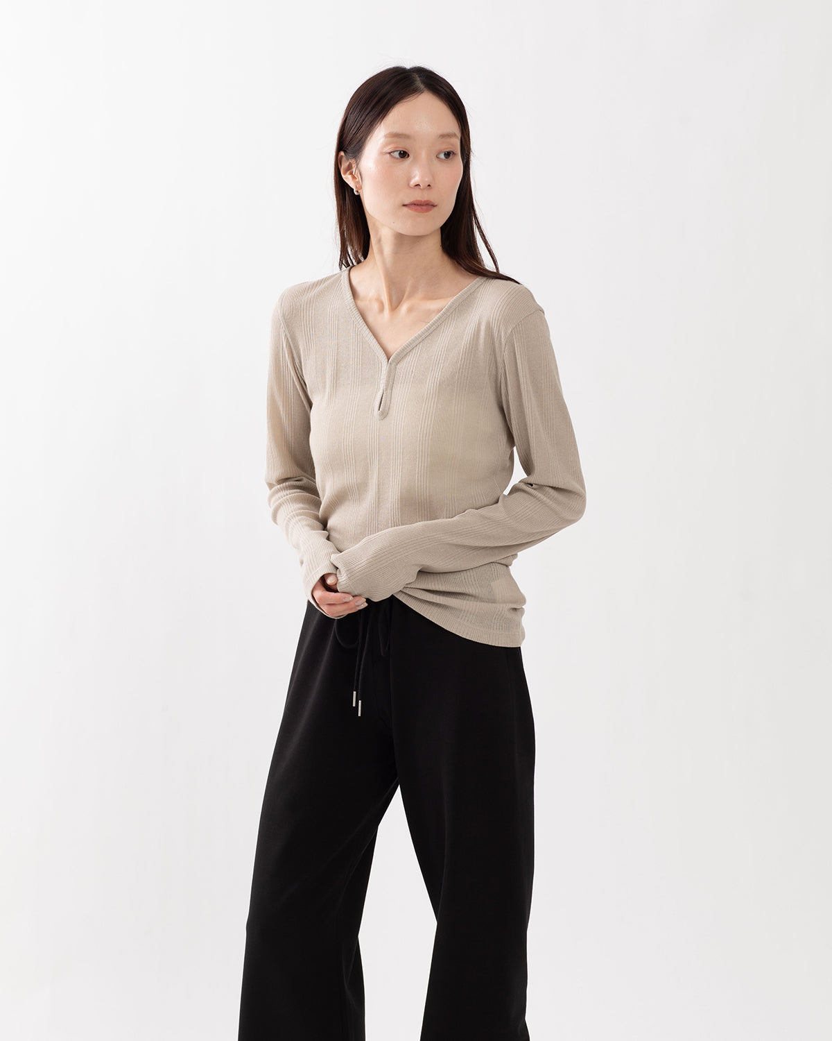 TEXTURED RIB LONG SLEEVE