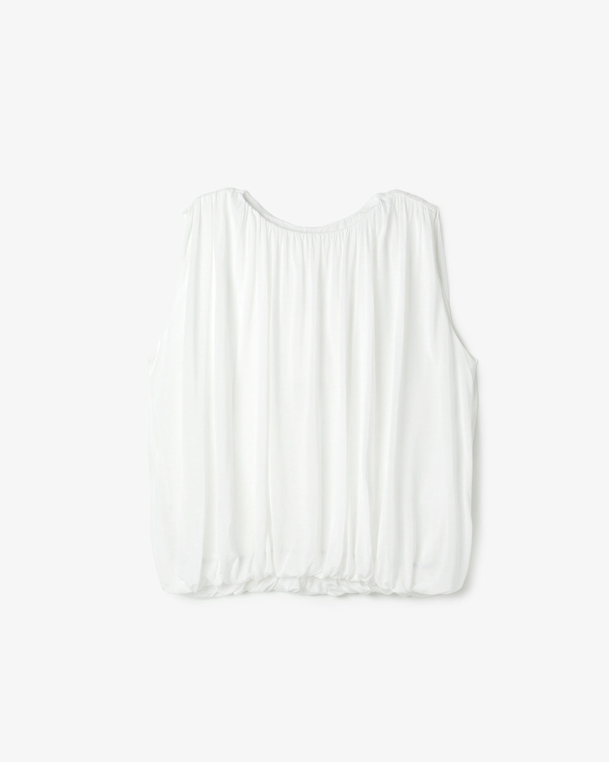 SHEER SHIRRING VOLUME SLEEVELESS