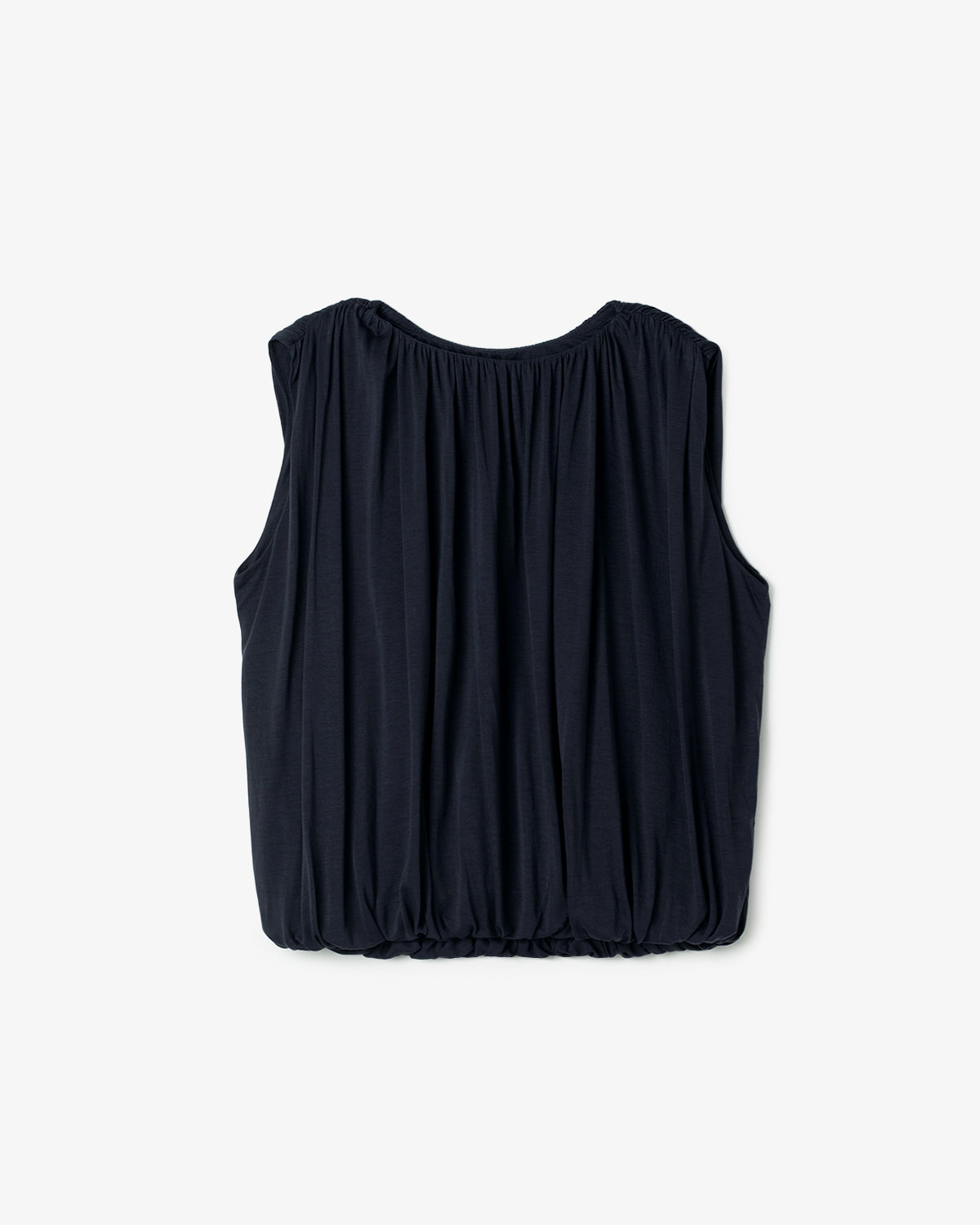 SHEER SHIRRING VOLUME SLEEVELESS