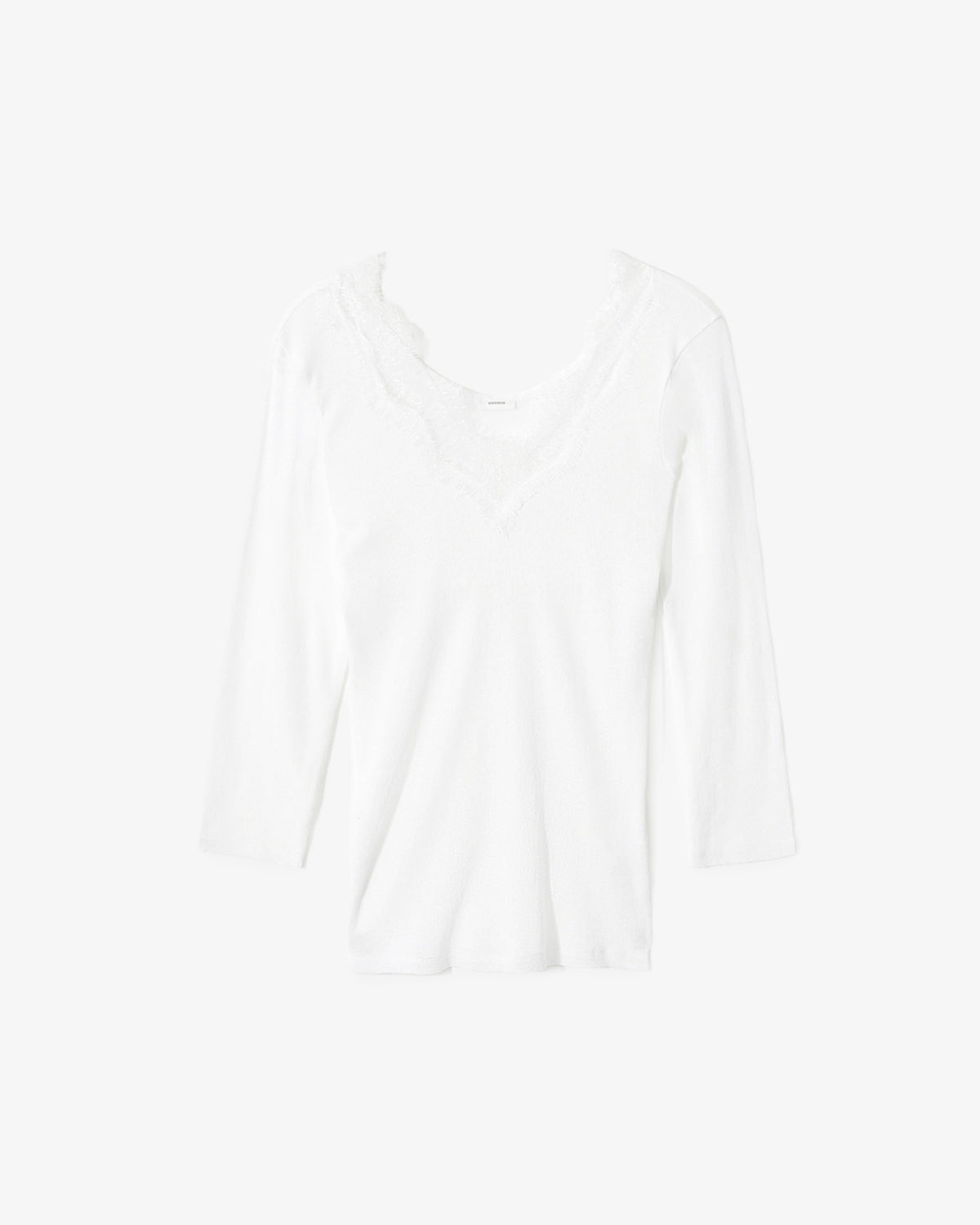 LACE TRIMMED RIB T-SHIRT