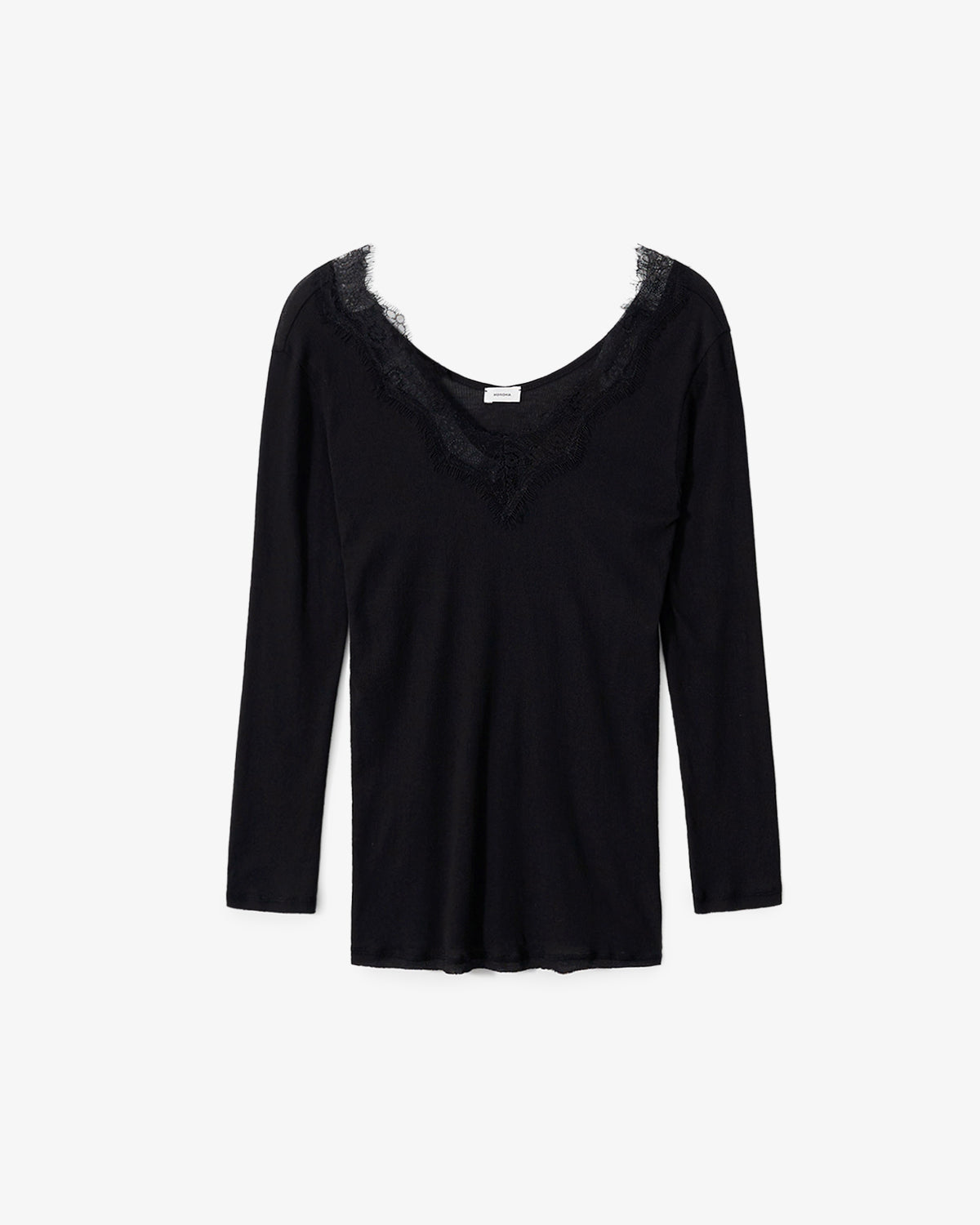 LACE TRIMMED RIB T-SHIRT