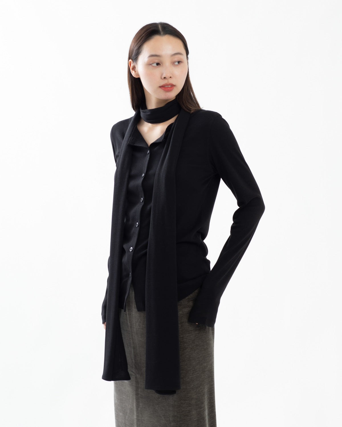 CLASSIC RIBBED SCARF CARDIGAN