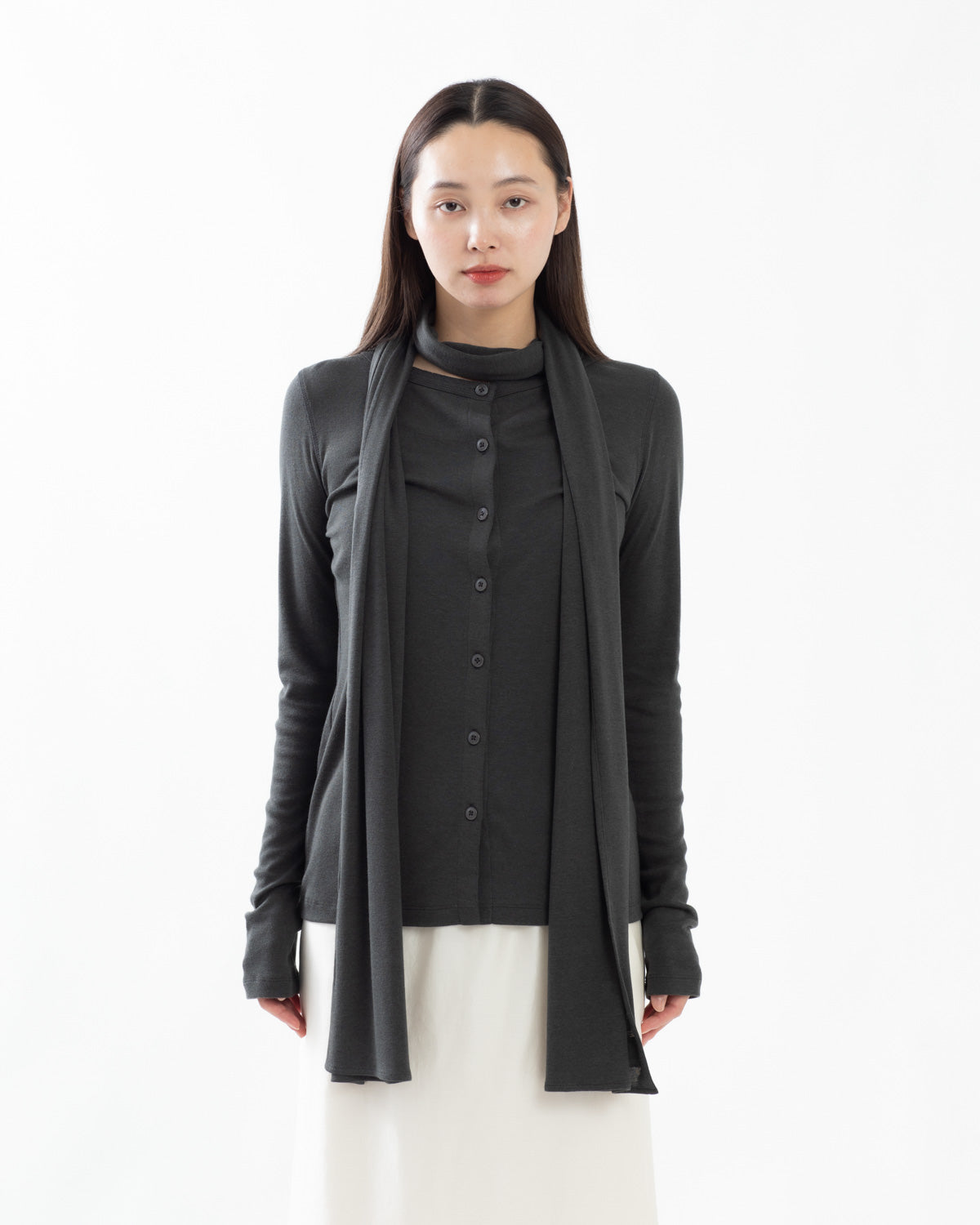 CLASSIC RIBBED SCARF CARDIGAN