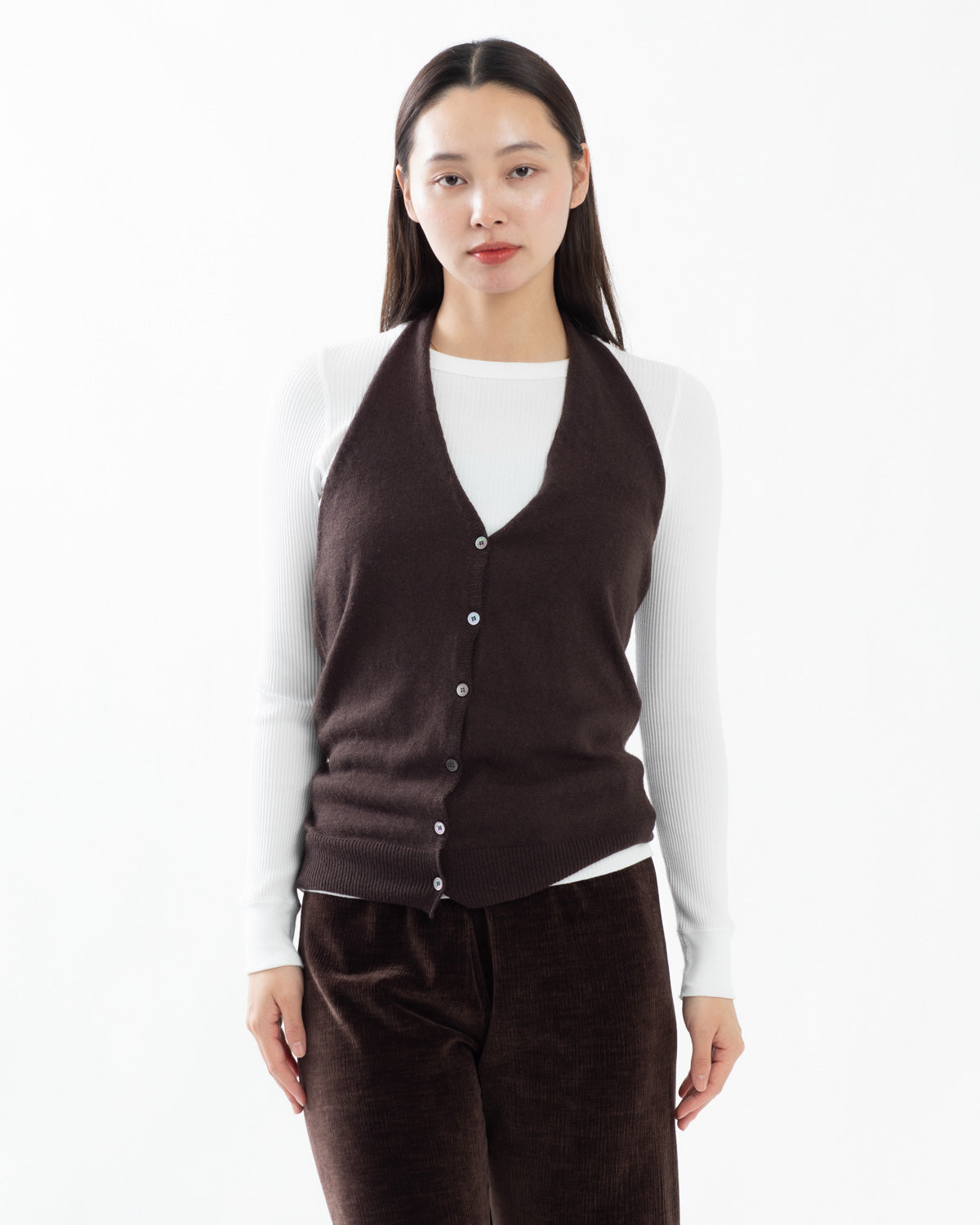 FITTED HALTER NECK KNIT CARDIGAN