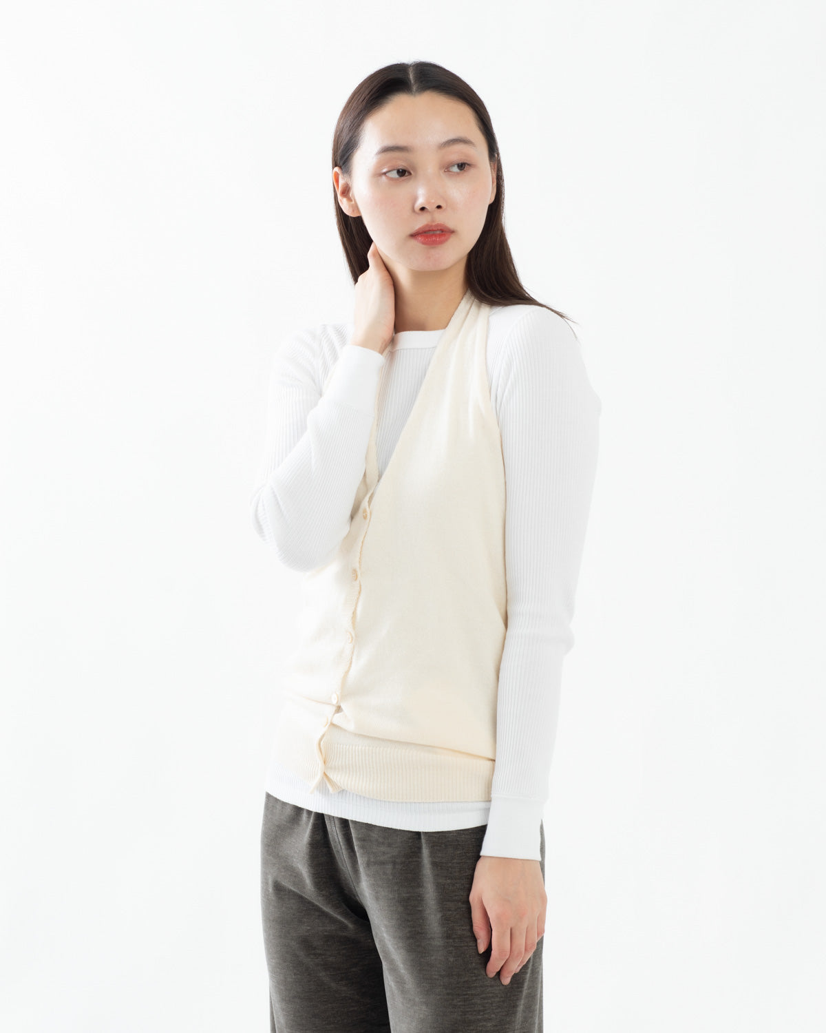FITTED HALTER NECK KNIT CARDIGAN