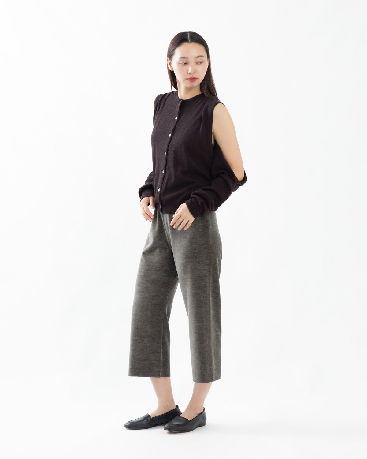 BRUSHED VELVET CROPPED JERSEY PANTS