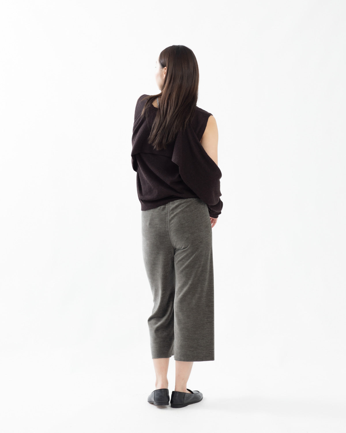 BRUSHED VELVET CROPPED JERSEY PANTS