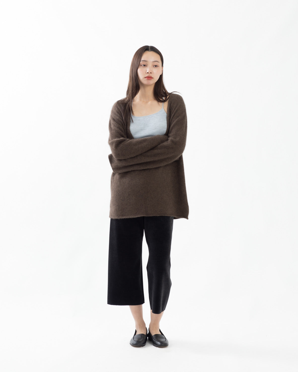 BRUSHED VELVET CROPPED JERSEY PANTS
