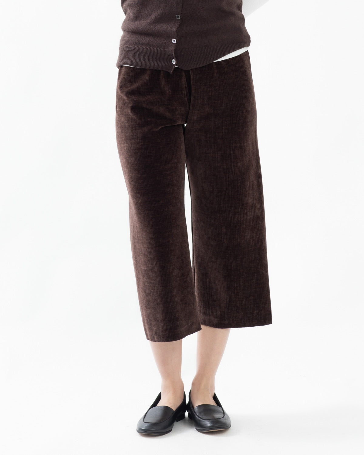 BRUSHED VELVET CROPPED JERSEY PANTS