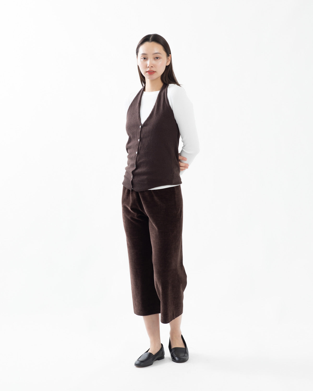 BRUSHED VELVET CROPPED JERSEY PANTS