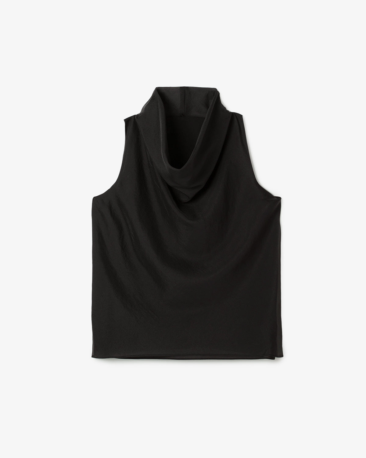 SHEER HIGH-NECK DRAPED TOP