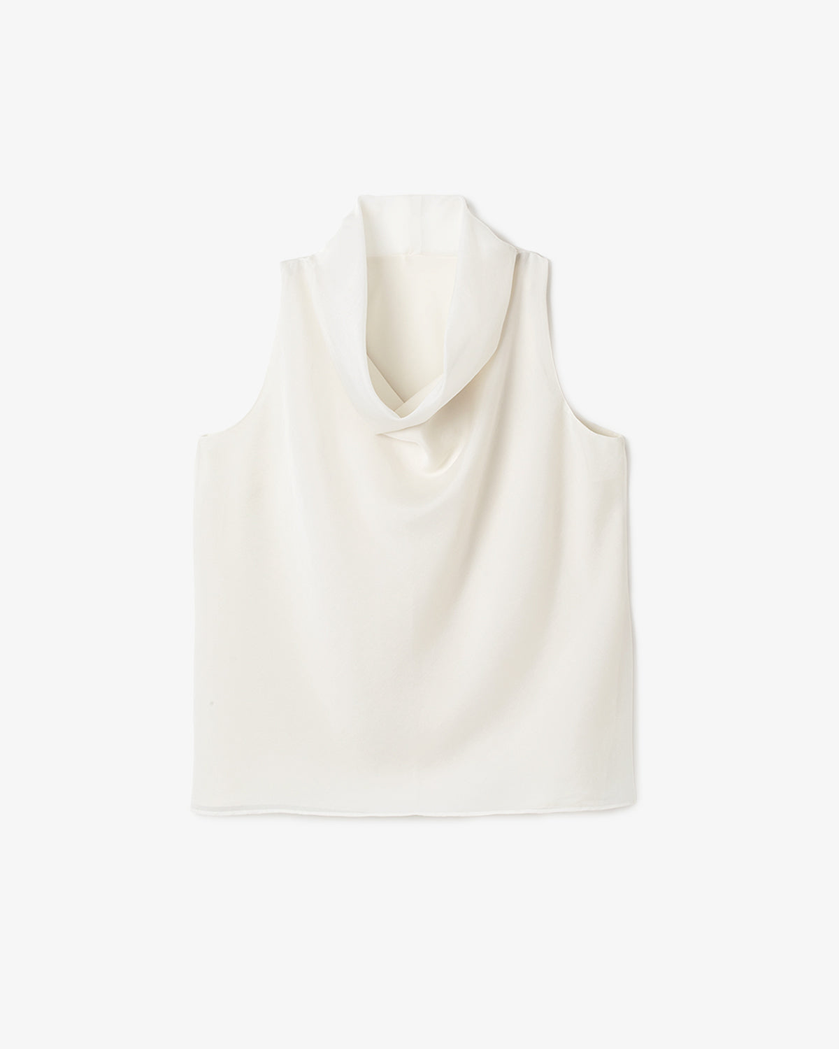 SHEER HIGH-NECK DRAPED TOP