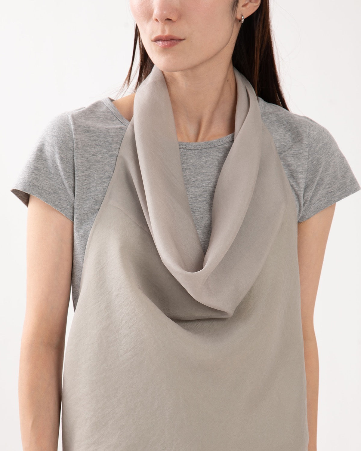 SHEER DRAPED TIE BLOUSE