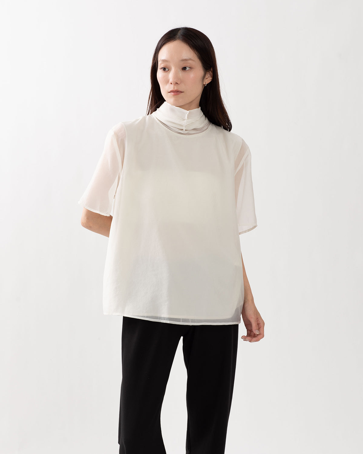 PLEATS SCARF BLOUSE