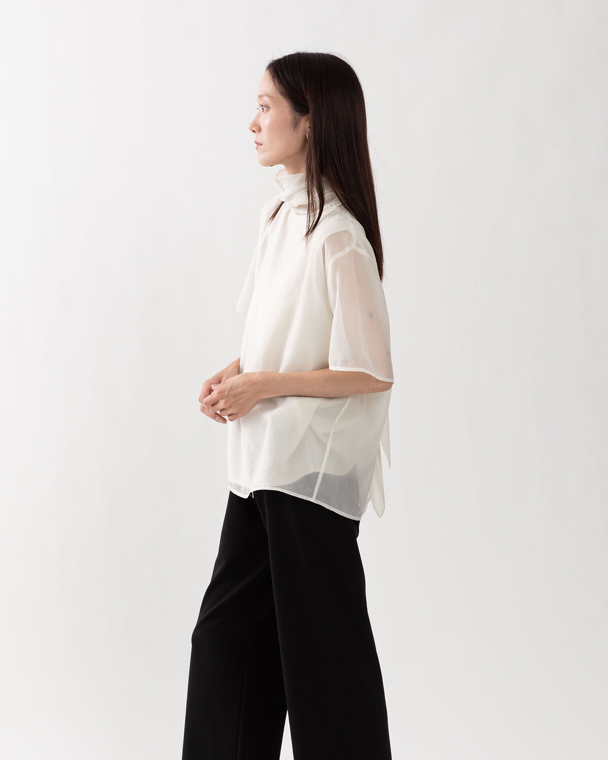 PLEATS SCARF BLOUSE
