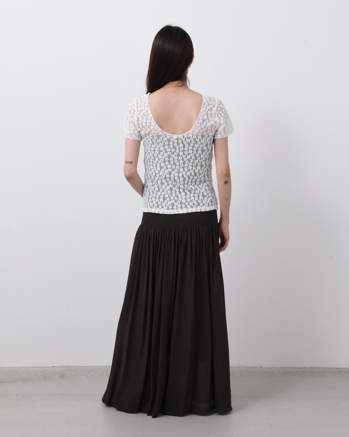 DRAPED SHIRRED LONG SKIRT
