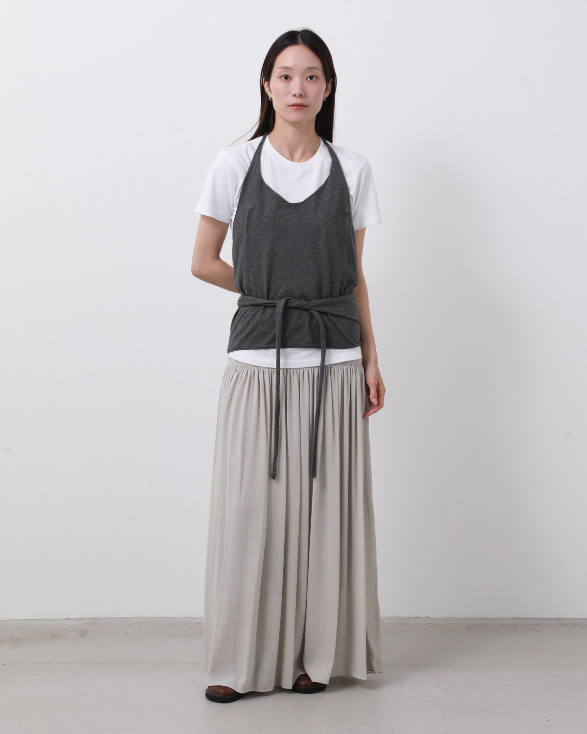 DRAPED SHIRRED LONG SKIRT