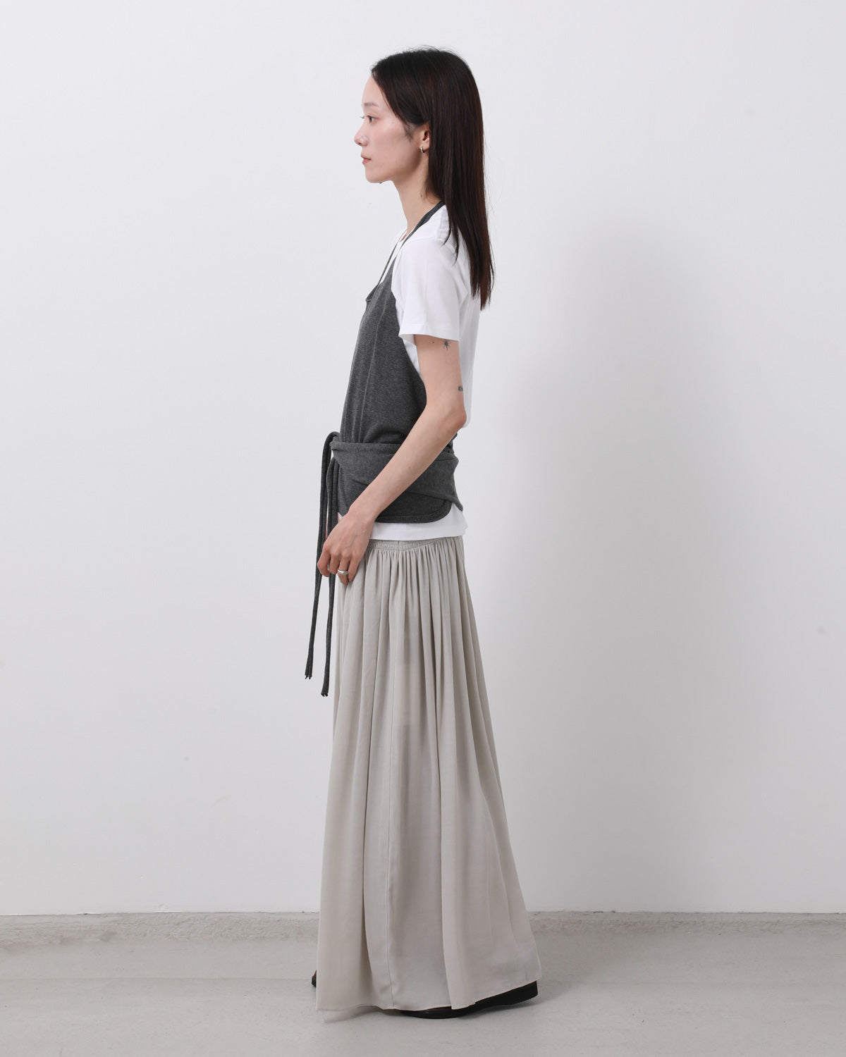 DRAPED SHIRRED LONG SKIRT