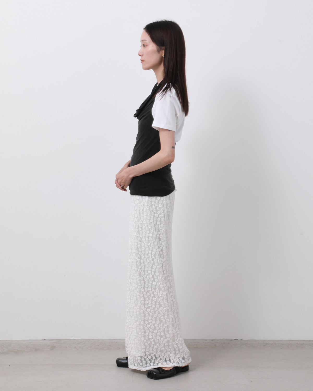 LACE JERSEY SKIRT