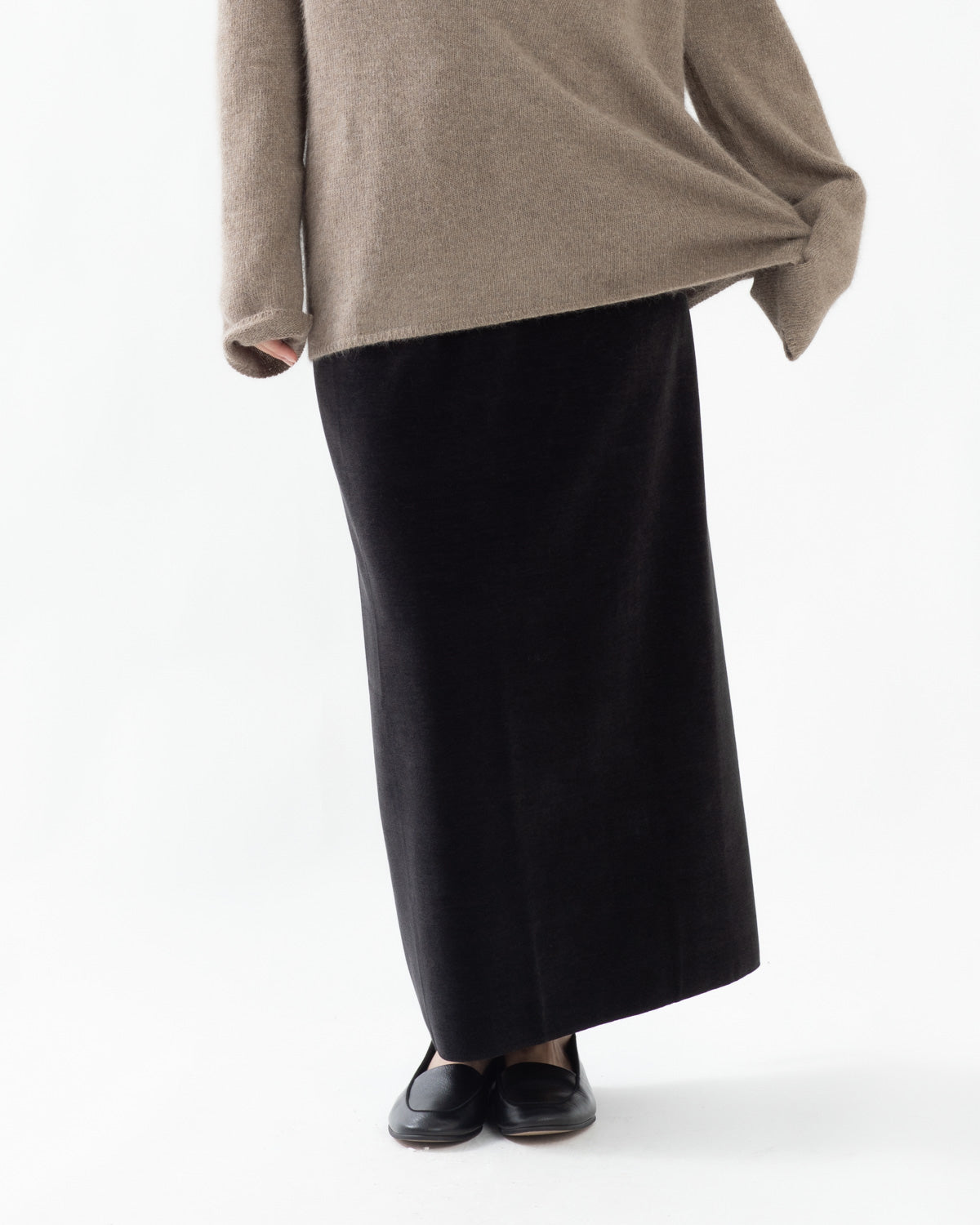 BRUSHED VELVET JERSEY SKIRT