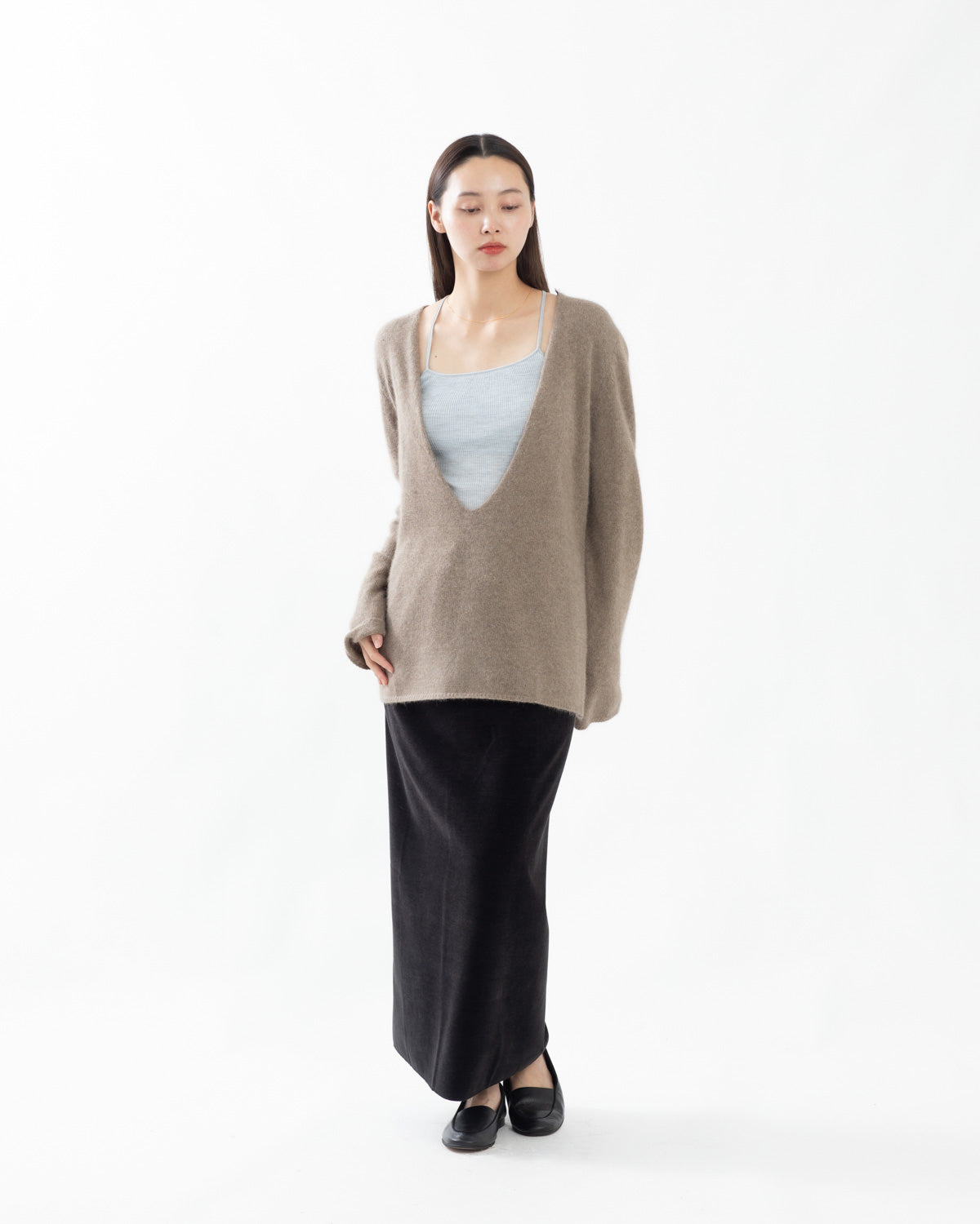 BRUSHED VELVET JERSEY SKIRT