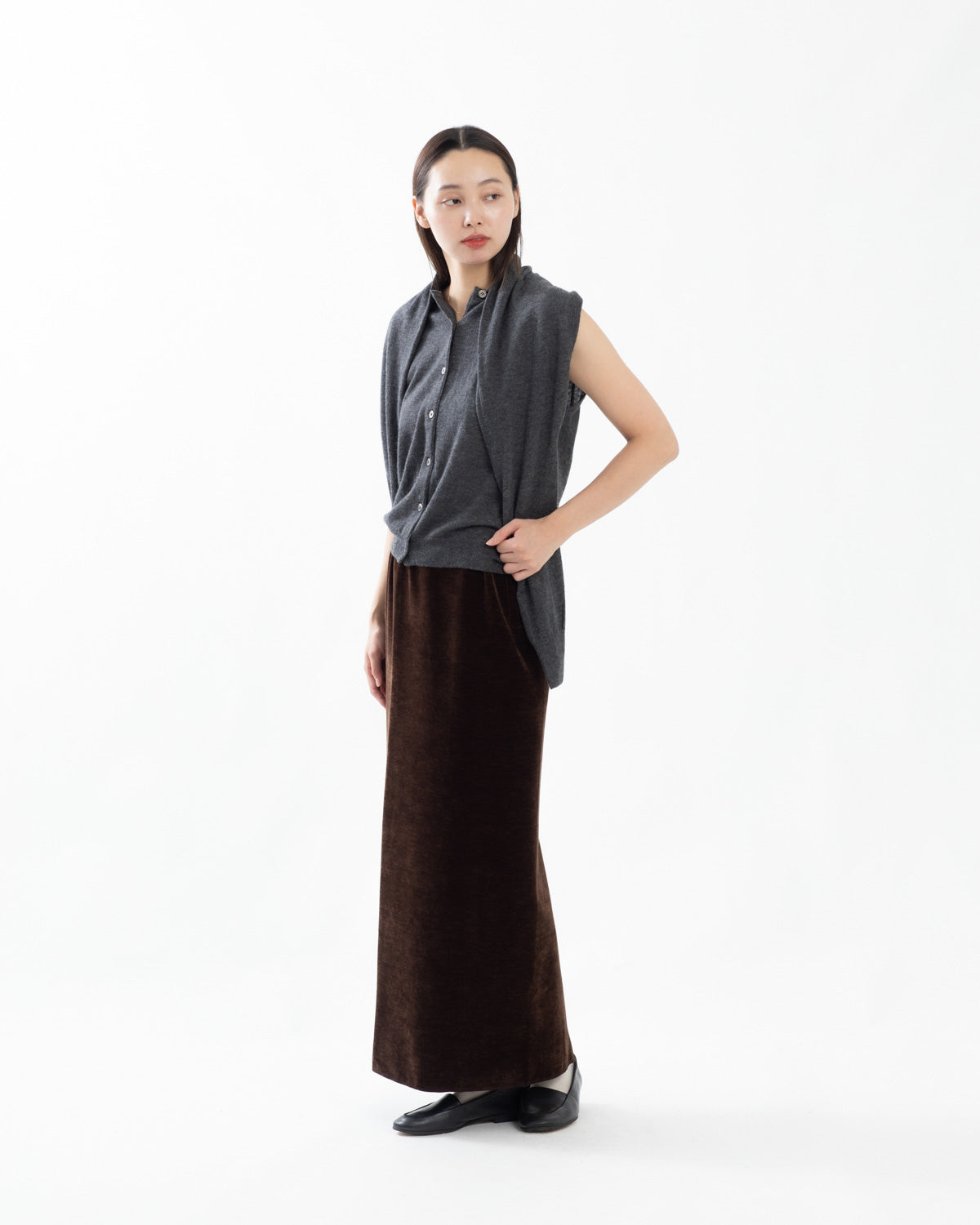 BRUSHED VELVET JERSEY SKIRT