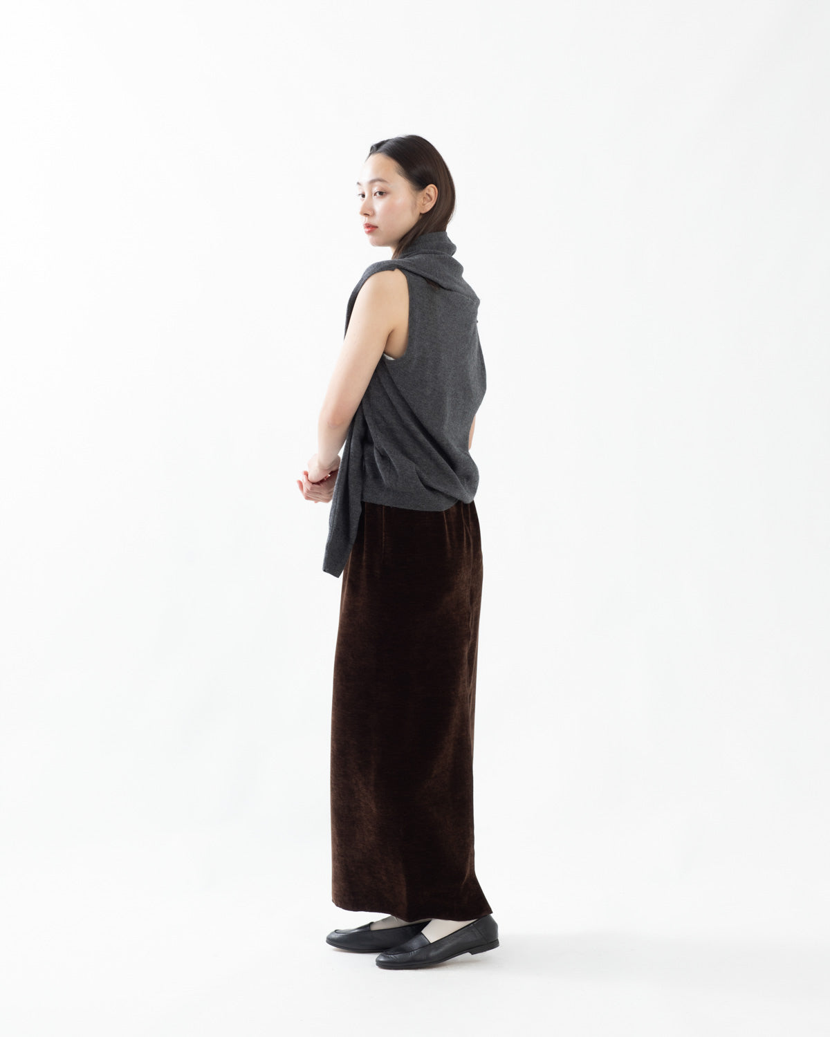 BRUSHED VELVET JERSEY SKIRT