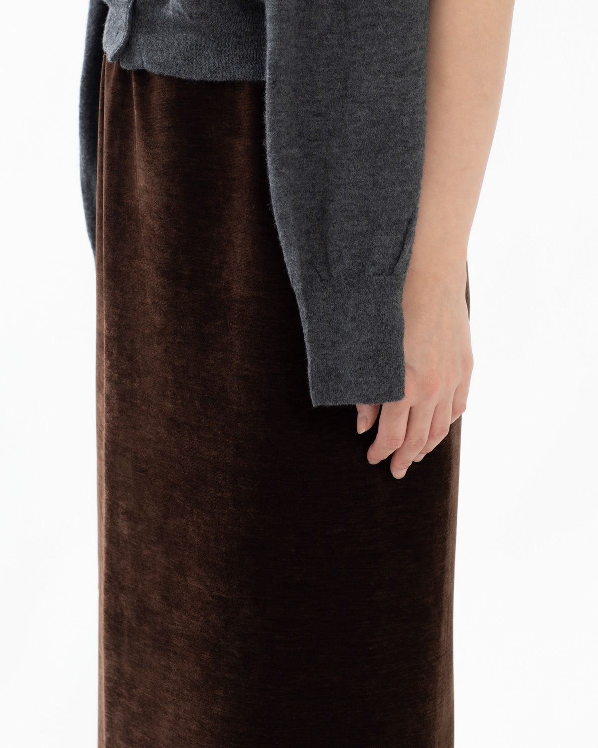 BRUSHED VELVET JERSEY SKIRT