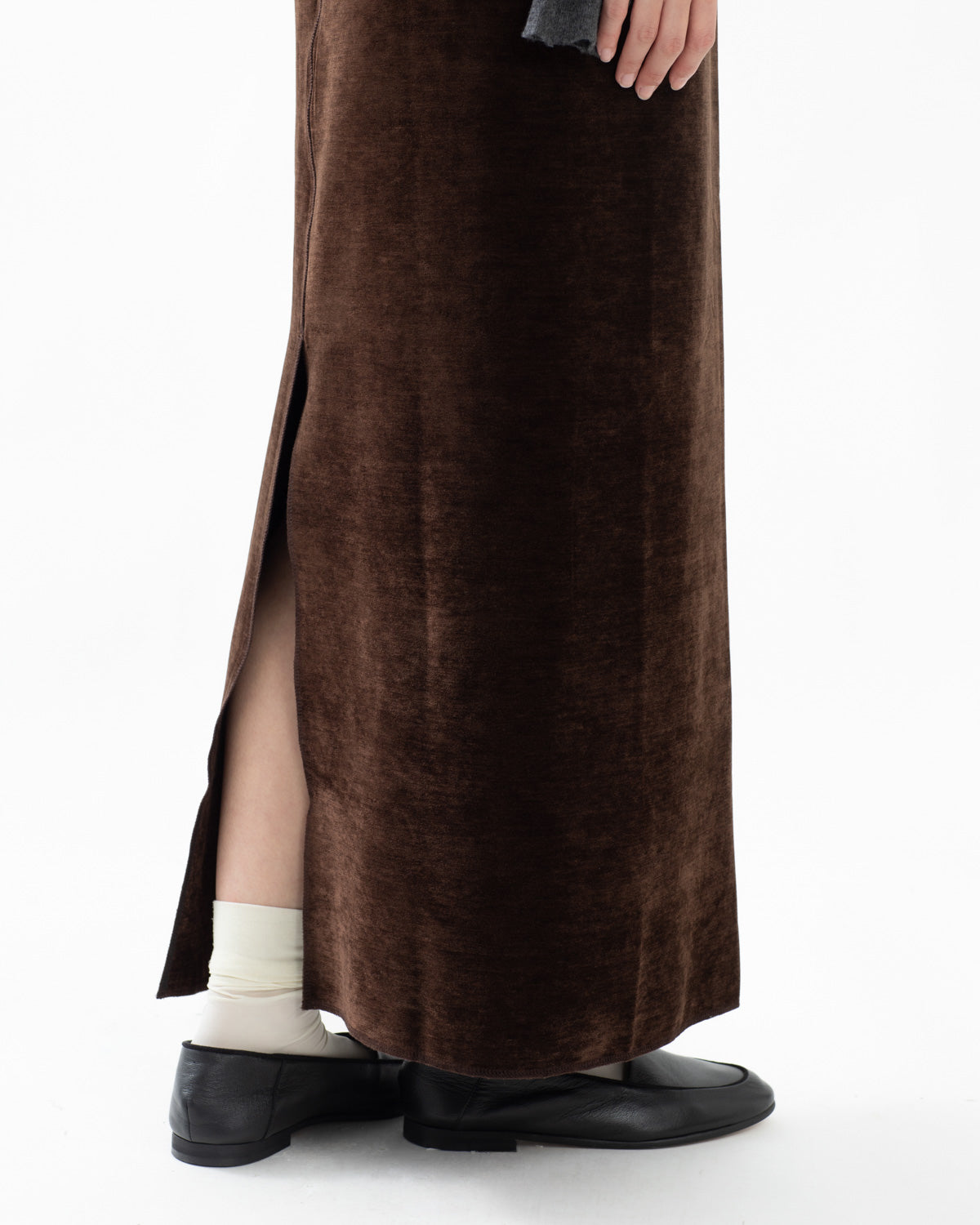 BRUSHED VELVET JERSEY SKIRT