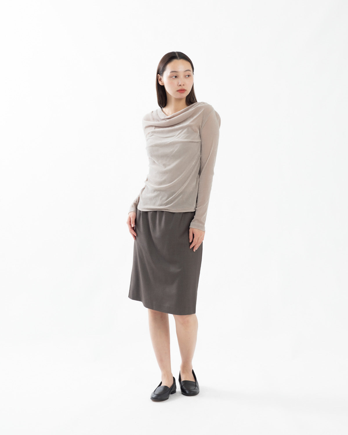 STRIPE BAND MIDI SKIRT