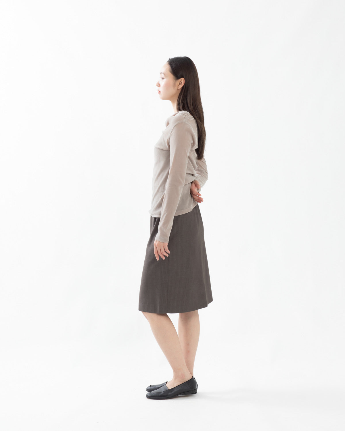 STRIPE BAND MIDI SKIRT