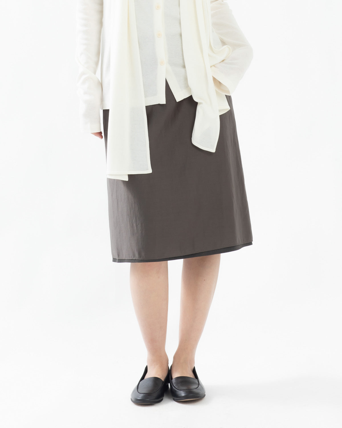 DOUBLE LAYER SHEER MIDI SKIRT