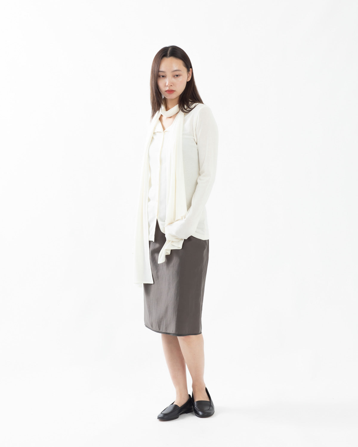 DOUBLE LAYER SHEER MIDI SKIRT