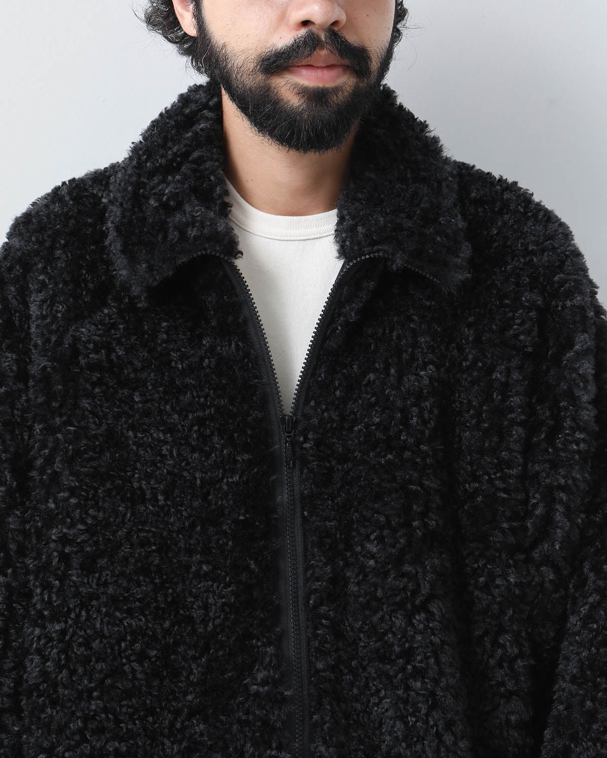 S.C.FUR JACKET - POLY CURLY FUR