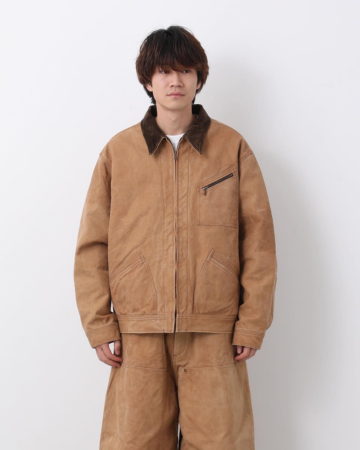 ZIPPED WORK JACKET - DUCK CANVAS / KAKISHIBU PAINT