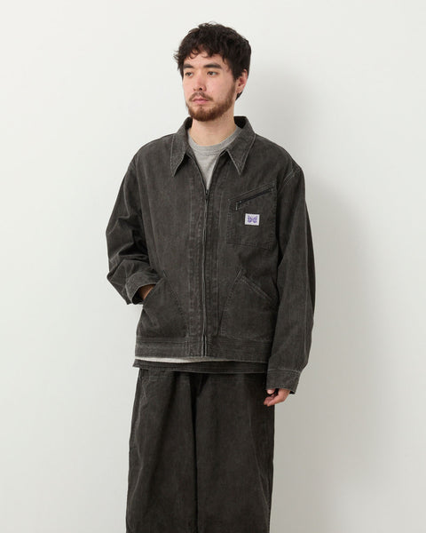 ZIPPED WORK JACKET - C/L CANVAS / SUMI DYE – COVERCHORD