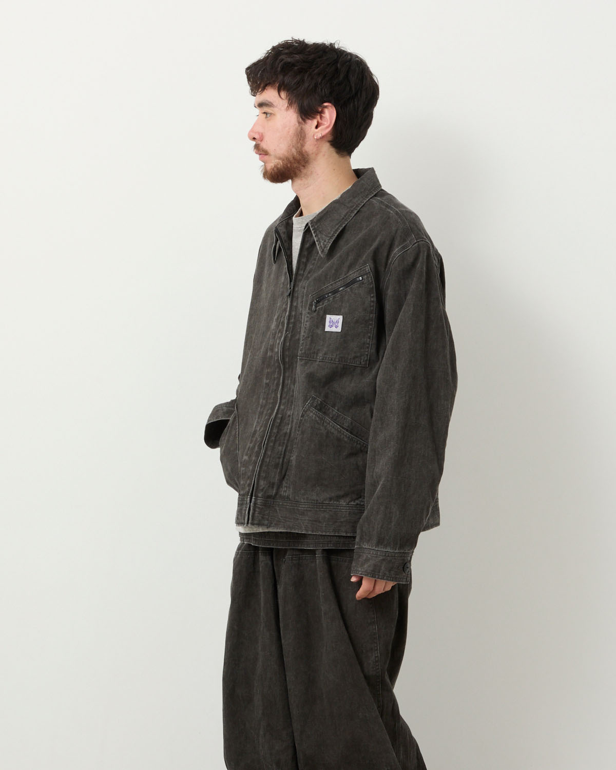 ZIPPED WORK JACKET - C/L CANVAS / SUMI DYE