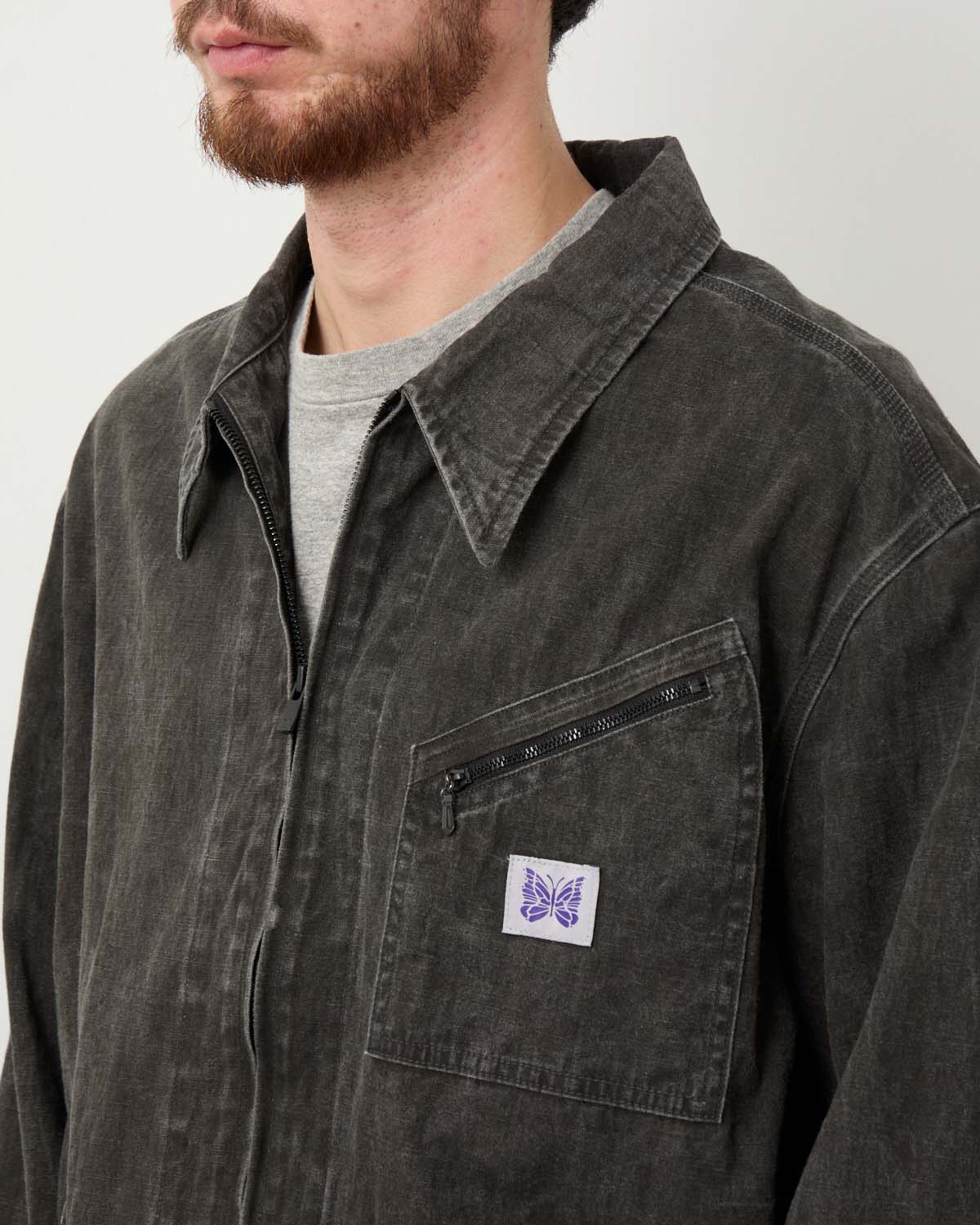 ZIPPED WORK JACKET - C/L CANVAS / SUMI DYE