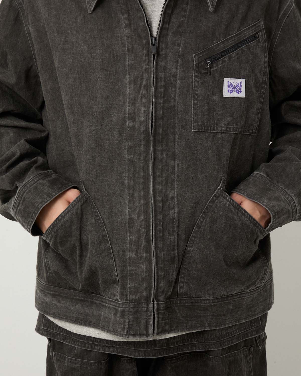 ZIPPED WORK JACKET - C/L CANVAS / SUMI DYE