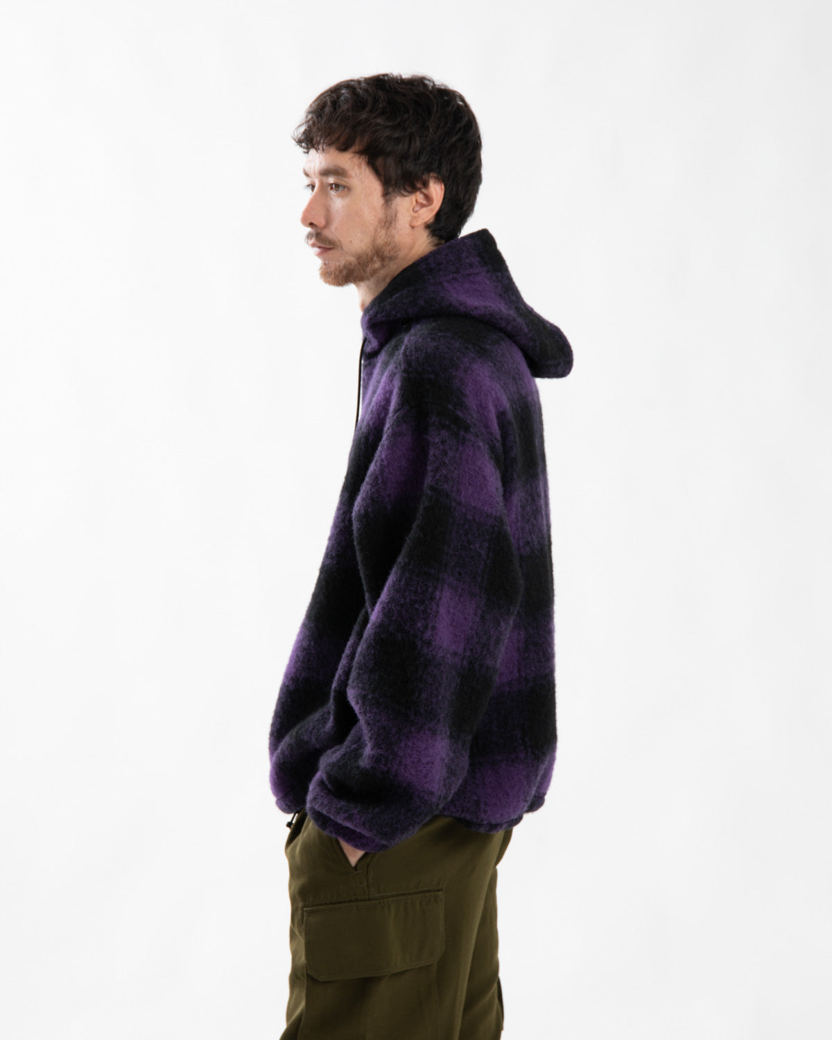 HALF ZIPPED PULLOVER HOODY - WOOL SHAGGY