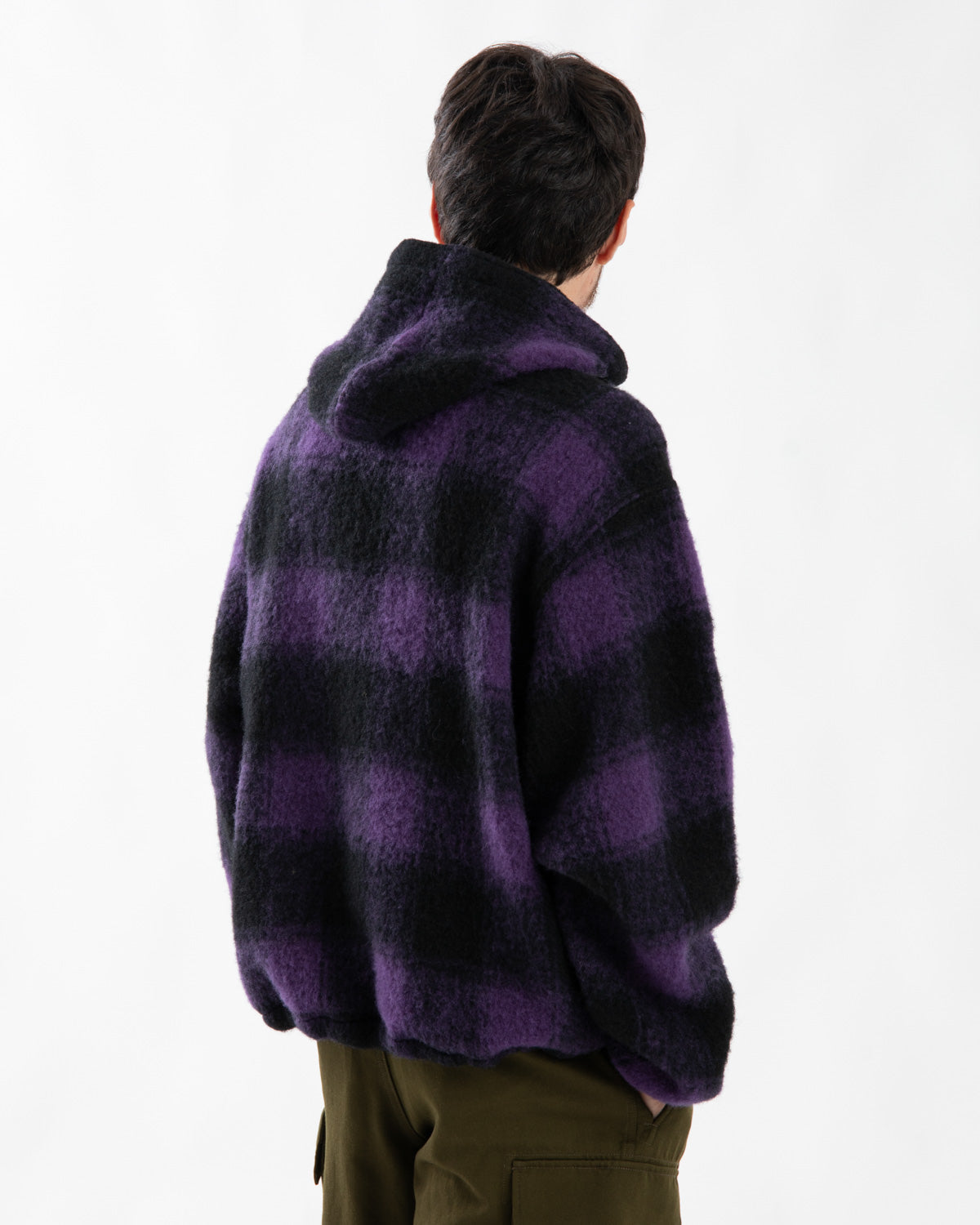 HALF ZIPPED PULLOVER HOODY - WOOL SHAGGY